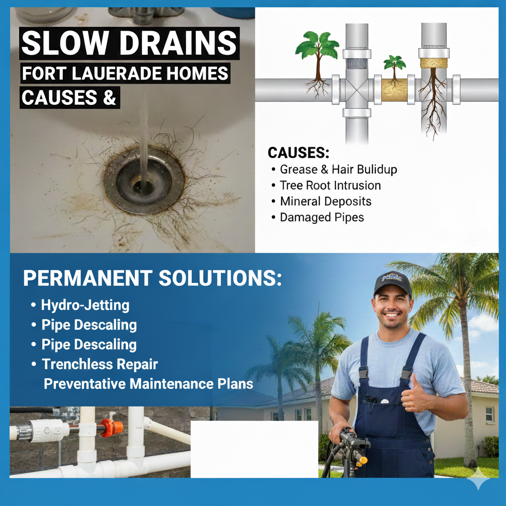 Slow Drains in Fort Lauderdale Homes: Causes & Permanent Solutions